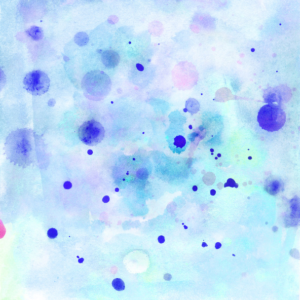 Blue watercolor background with spots - Foto, afbeelding