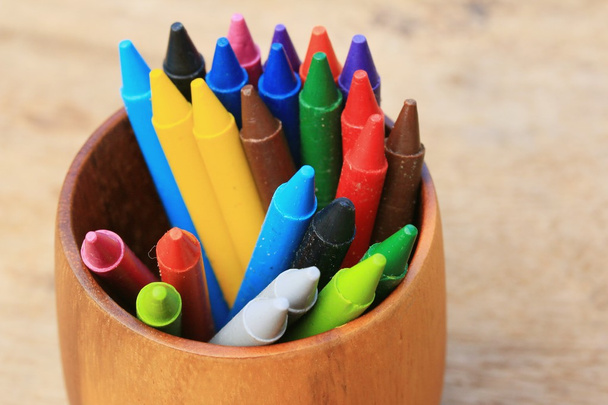  Wax crayons on wood vintage - Photo, Image