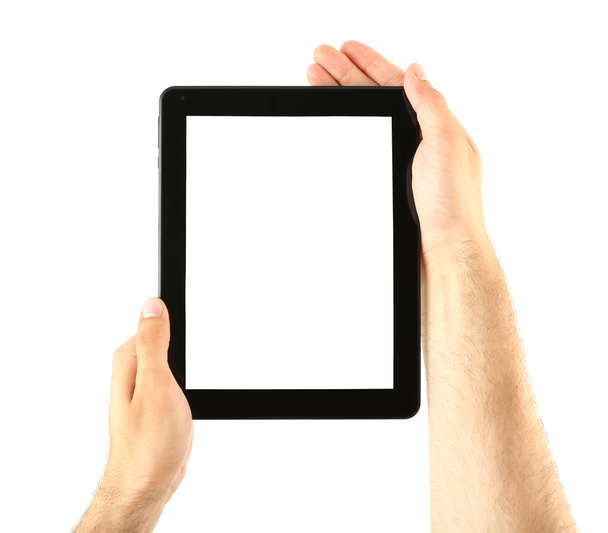 Male hands holding tablet - Foto, afbeelding