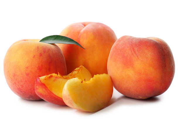Fresh peaches isolated on white - Fotografie, Obrázek