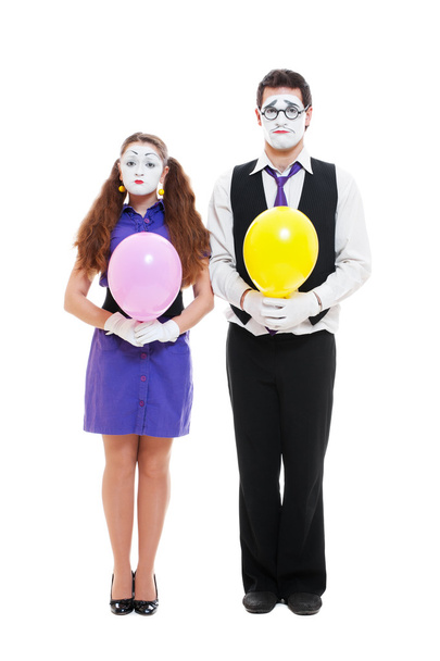 Portrait of mimes with balloons - Φωτογραφία, εικόνα