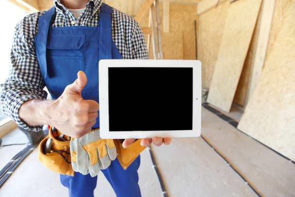 workman with tablet  - Foto, Imagem