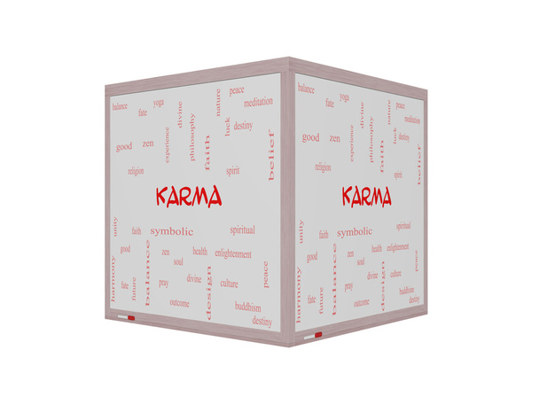 Karma szó felhő fogalmát a 3D-s táblára - Fotó, kép