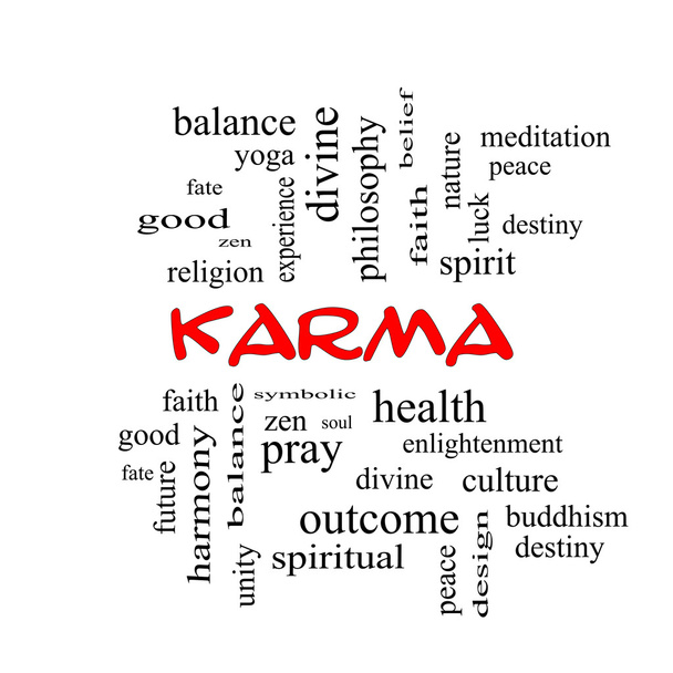 Karma szó felhő fogalmát a piros paprika - Fotó, kép