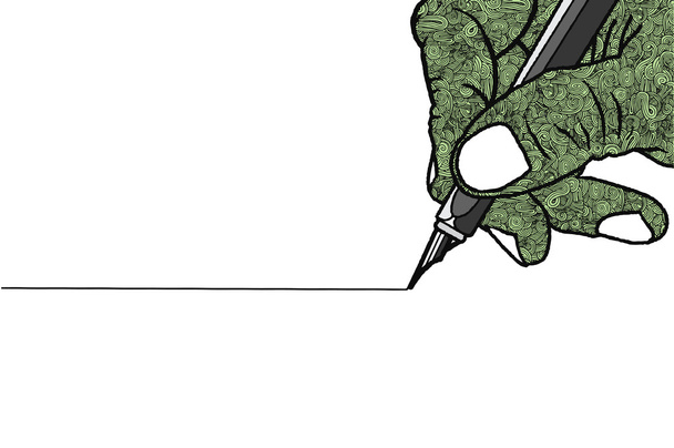 Απλό σχέδιο γραμμής του χεριού που κρατά ένα στυλό - Διάνυσμα, εικόνα