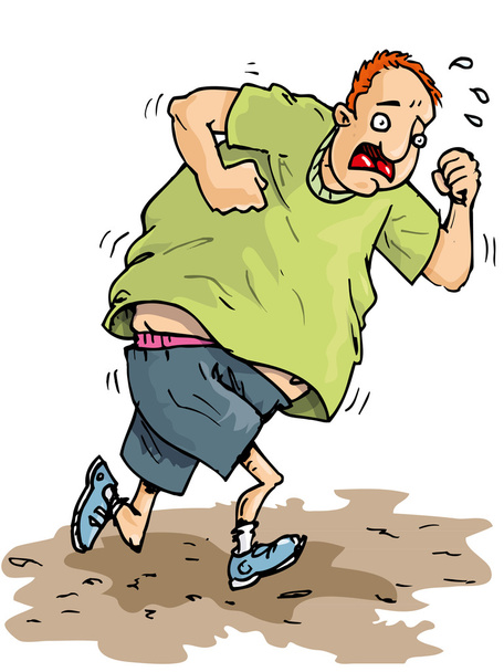 Cartoon of overweight runner - Vector, Image