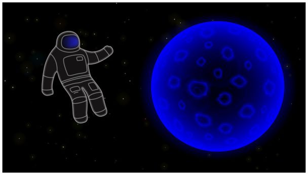 Spacewalk and full moon. - Vektör, Görsel