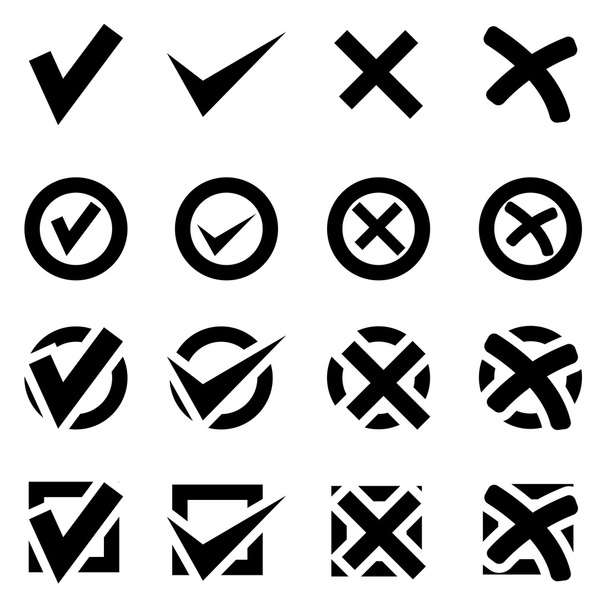 Vektör siyah onay işaretleri Icon set - Vektör, Görsel