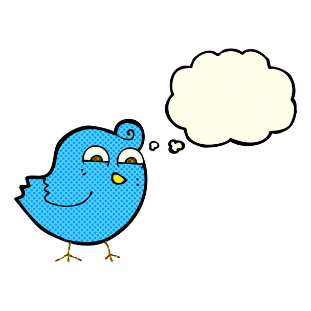 Karikatur lustiger Vogel mit Gedankenblase - Vektor, Bild