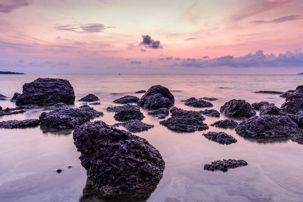 Seascape with stone at sunrise. - Photo, Image