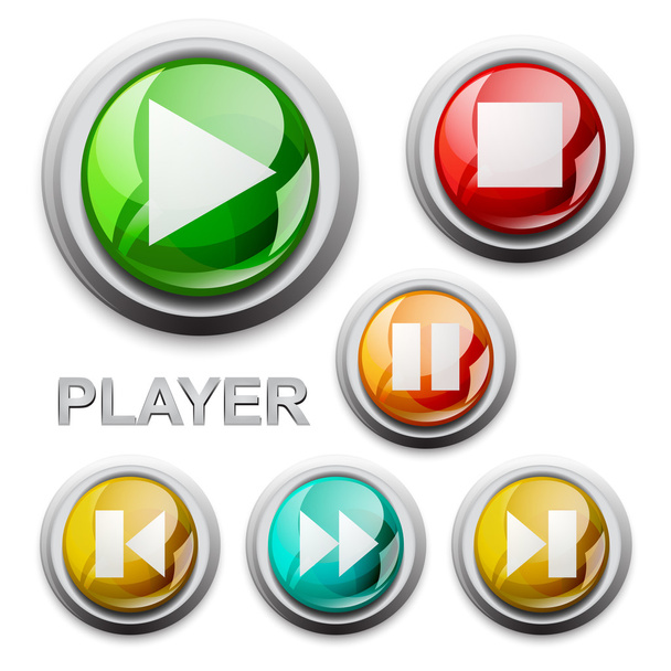 Vector modern glossy icons, player - Vector, Image