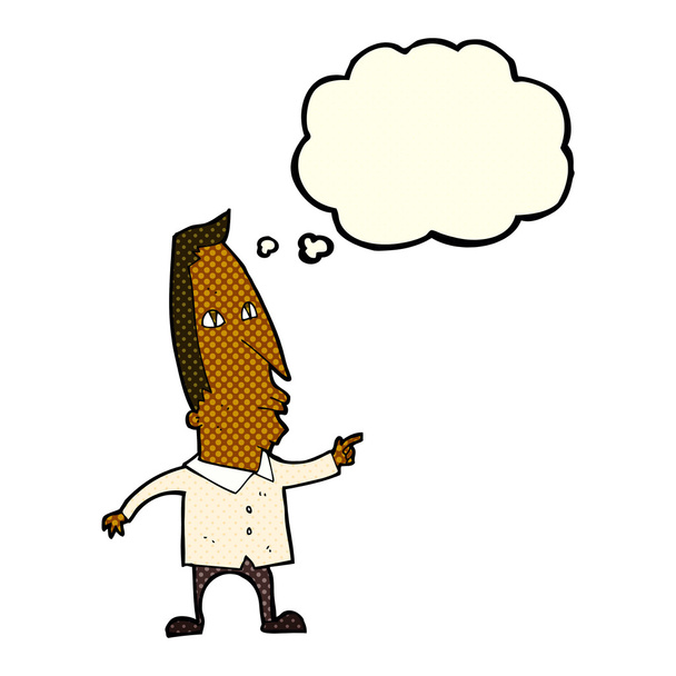 cartoon pointing man with thought bubble - Vector, Image