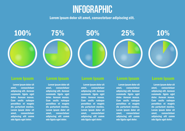 Infographic met groene diagrammen en procent - Vector, afbeelding