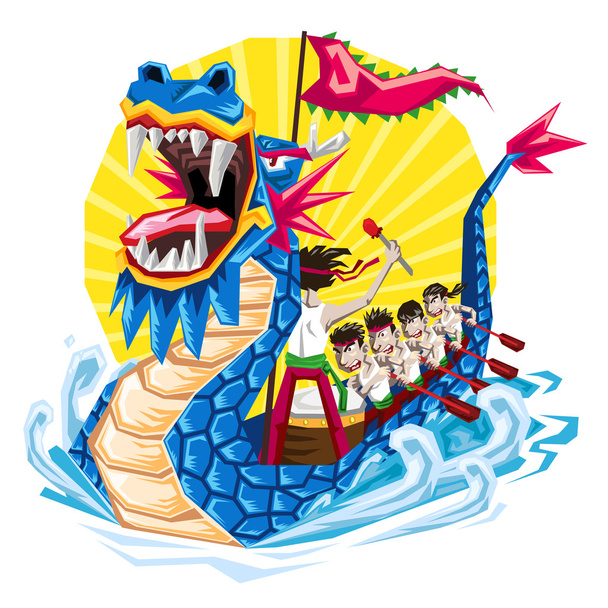 Duanwu China Dragon Boat Festival
 - Вектор,изображение