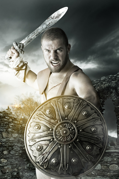 Guerreiro Gladiador pronto para a batalha
 - Foto, Imagem