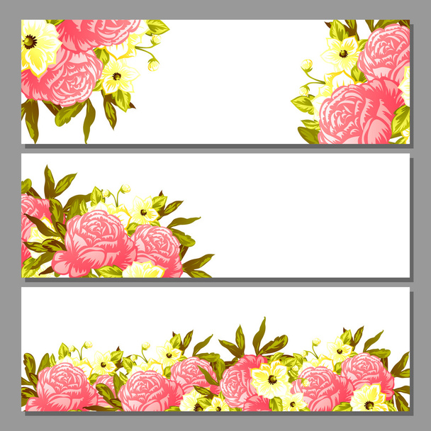 Invitation card with floral elements - Διάνυσμα, εικόνα