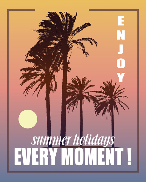Summer Travel Background . Exotic Nature Landscape with Palms. - Vector, Image