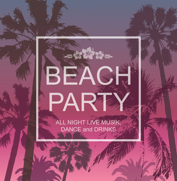 Exotic Banner with Palms for Beach Party. Summer Travel and Vacation Background . - Διάνυσμα, εικόνα