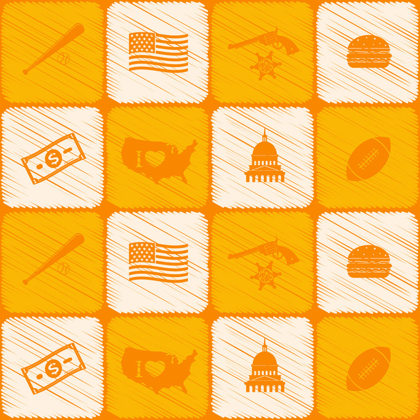 Seamless background with usa icons - Vector, imagen