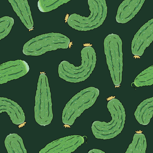 seamless pattern with green cucumbers - Vektori, kuva