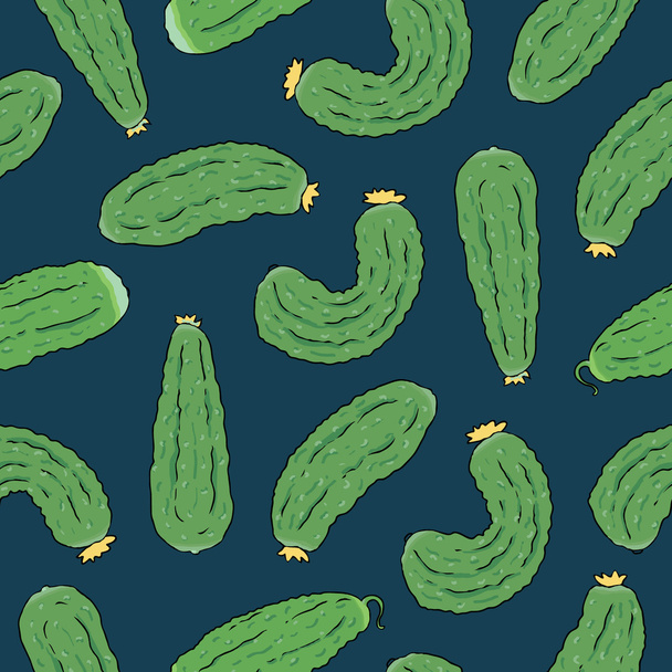 seamless pattern with green cucumbers - Vector, afbeelding