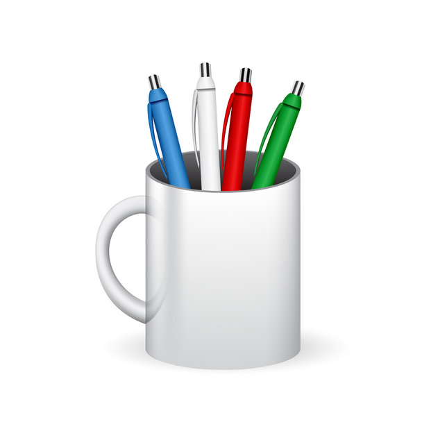 Colored pens in a glass - Vector, Image