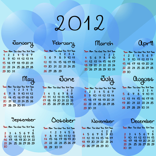 2012 calendar on aqua background - 写真・画像