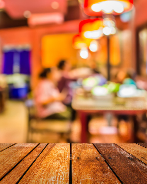 blur image of restaurant or food center with light bokeh  - Photo, Image