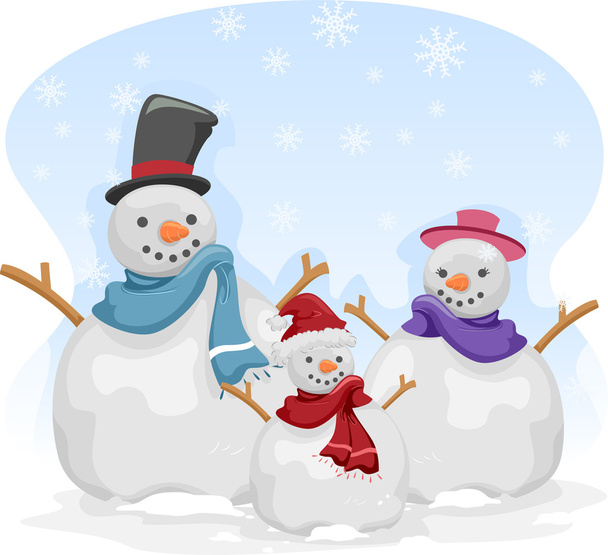 Snowman Family - Photo, Image
