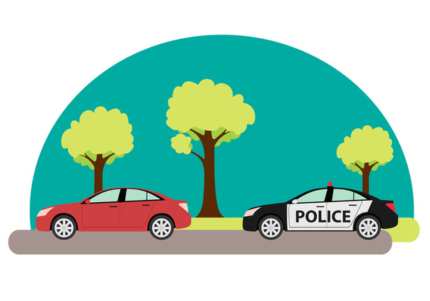 Police car pursuing criminals exceeded speed. Vector illustration - Vector, Image