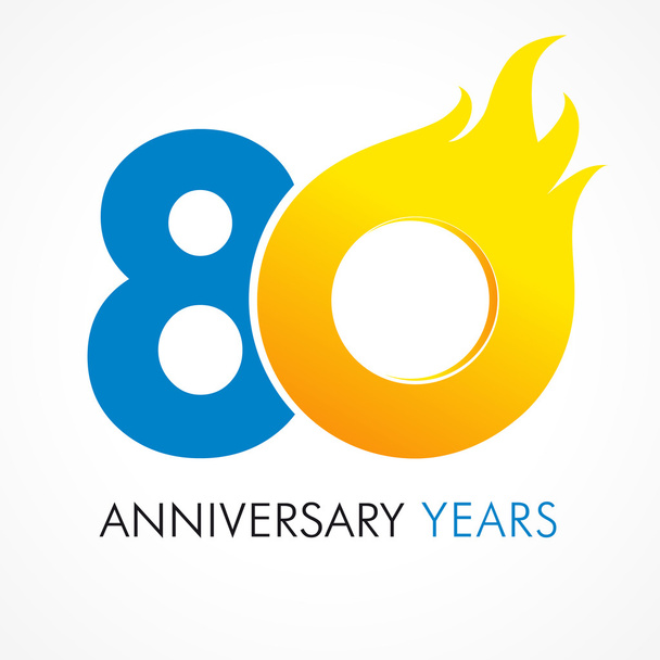 80 周年記念炎ロゴ - ベクター画像