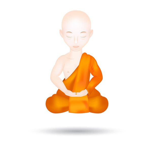 Βουδιστής μοναχός σε στάση διαλογισμού. - Διάνυσμα, εικόνα