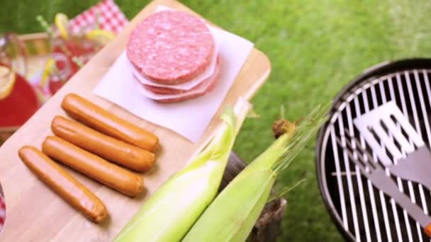 piknik a limonádé és a hamburger pogácsa - Felvétel, videó