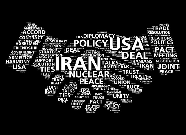 Χειραψία λέξη σύννεφο που βασίζεται στις Ηνωμένες Πολιτείες και Ιράν πυρηνικών ειρηνευτική συμφωνία - Φωτογραφία, εικόνα