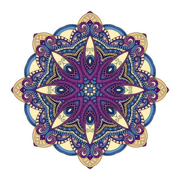 Colored  abstract contour ornament Mandala - Vetor, Imagem
