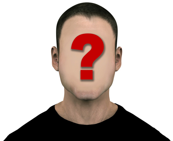 Hombre genérico desconocido con cara vacía y anónima en blanco
 - Foto, imagen