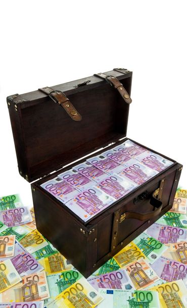 Chest with euro banknotes - Foto, Imagem