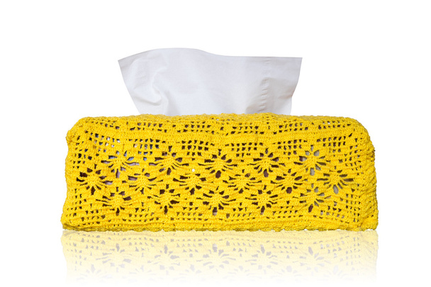Isolated tissue box and crochet cover - Photo, Image
