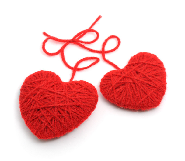 Red woolen hearts - Foto, Imagem