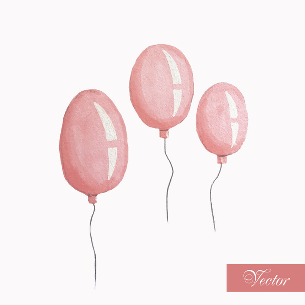 Vintage soft pink watercolor balloons - Vetor, Imagem