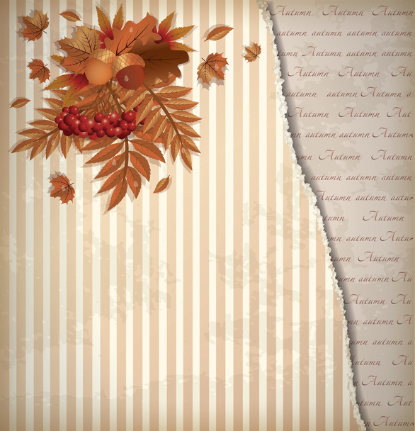 Autumn old background in scrap style, vector illustration - Vector, afbeelding