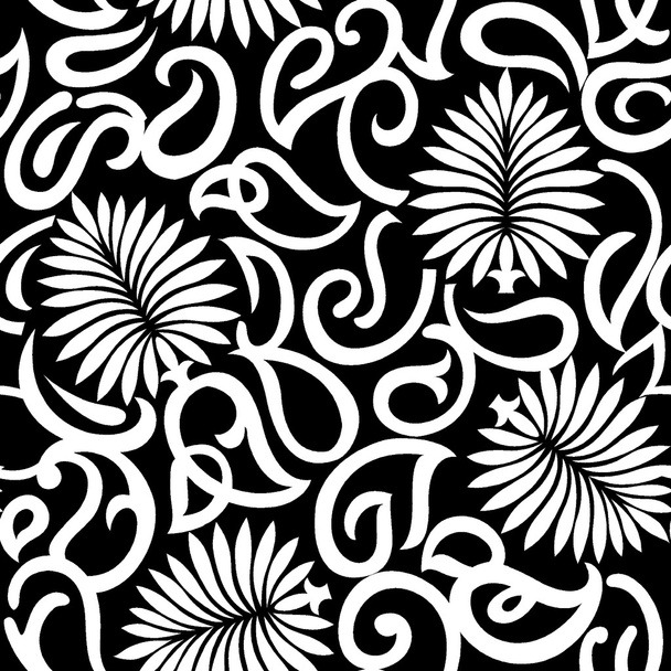 padrão de flor sem costura preto e branco
 - Vetor, Imagem