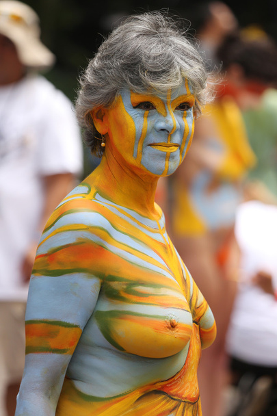 Model during second NYC Body Painting Day in midtown Manhattan - Photo, image