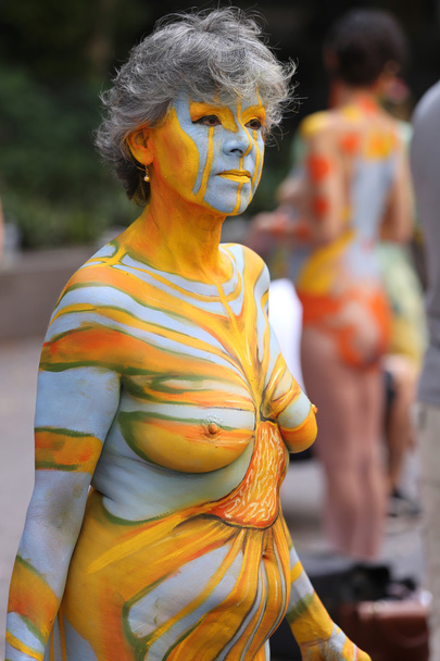 Model during second NYC Body Painting Day in midtown Manhattan - Valokuva, kuva