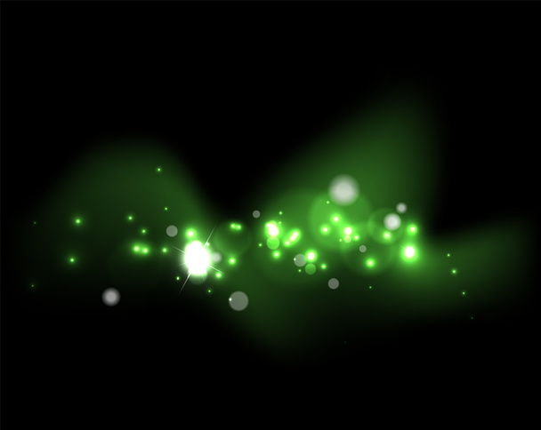 glühend glänzende Blasen und Sterne im dunklen Raum - Vektor, Bild