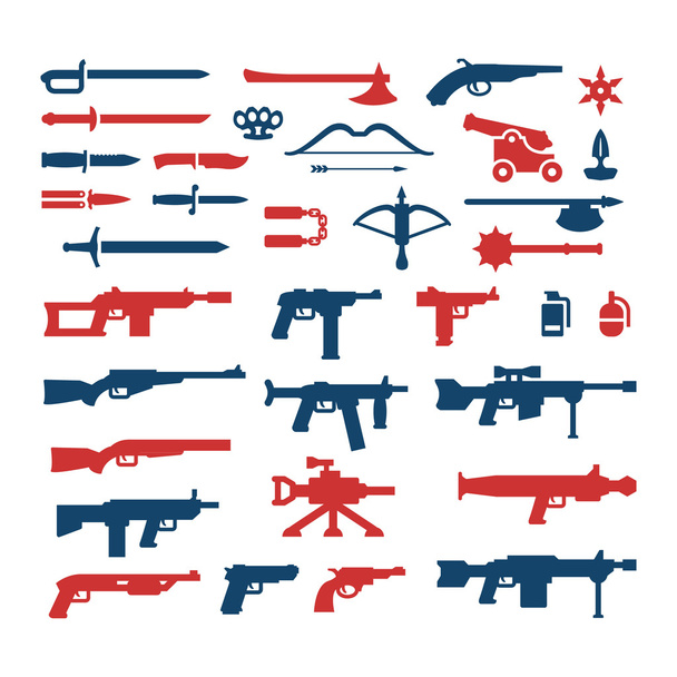 Stel de kleur iconen van wapens - Vector, afbeelding