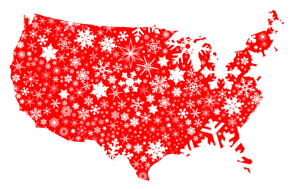 America Map Christmas - Vector, Image