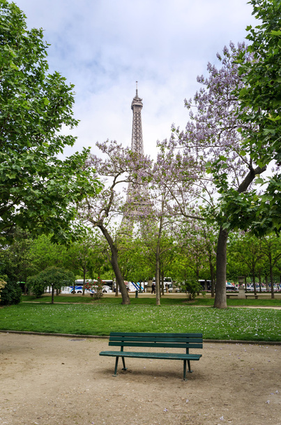 Eiffelova věž v parku Champ de Mars - Fotografie, Obrázek