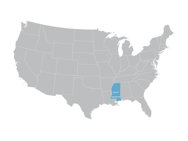 Векторная карта США с указанием Миссисипи
 - Вектор,изображение