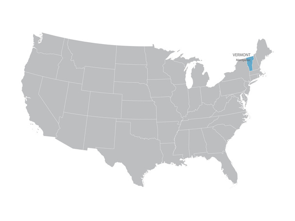 Vector mapie Stanów Zjednoczonych ze wskazaniem Vermont - Wektor, obraz